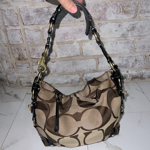 Coach Handbags - Vintage Authentic Brown and Khaki Signature Coach Purse